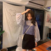 フリルスタンドカラーブラウス＆ニットビスチェ 6687-purple_即納6687-画像7-韓国ファッション通販POPREA［ポップリア］