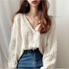 鍵編みニットカーディガン 6746-off-white_即納6746-画像5-韓国ファッション通販POPREA［ポップリア］