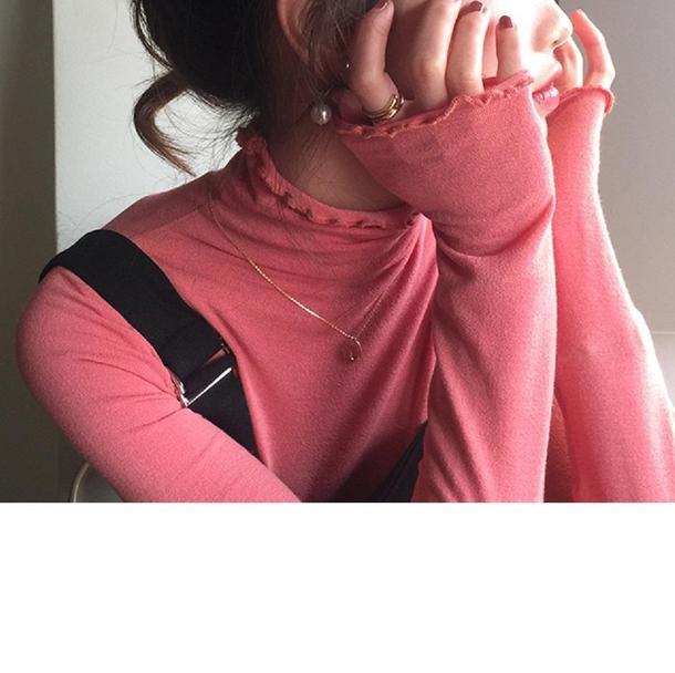 フレアタートルインナー﻿﻿ 6575-orange-pink_即納65752-画像5-韓国ファッション通販POPREA［ポップリア］