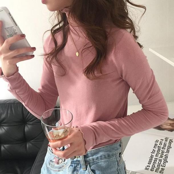 フレアタートルインナー﻿﻿ 6575-pink_即納65753-画像8-韓国ファッション通販POPREA［ポップリア］