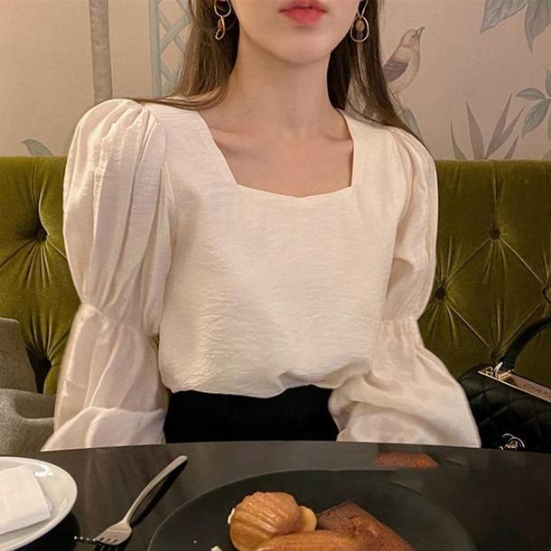 スイートツインパフブラウス 6664-ivory_即納6664-画像9-韓国ファッション通販POPREA［ポップリア］