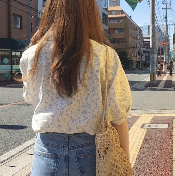 カントリーフラワーブラウス﻿ 6631-blue_即納6631-画像10-韓国ファッション通販POPREA［ポップリア］