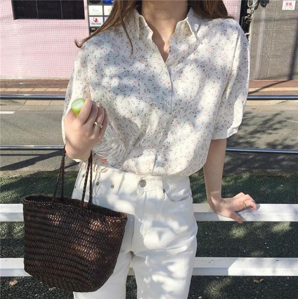 カントリーフラワーブラウス﻿ 6631-blue_即納6631-画像2-韓国ファッション通販POPREA［ポップリア］