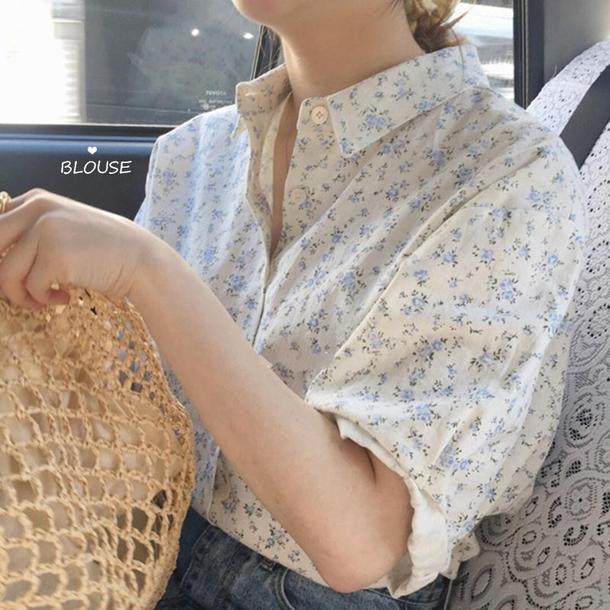 カントリーフラワーブラウス﻿ 6631-blue_即納6631-画像8-韓国ファッション通販POPREA［ポップリア］