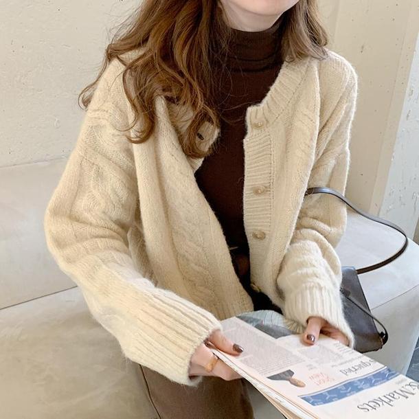 ラテカラーニットカーディガン 6411-light-beige_即納6411-画像6-韓国ファッション通販POPREA［ポップリア］