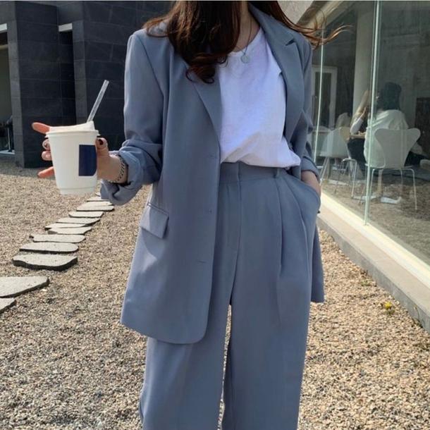 ハンサムブルースーツセット 6697-blue_即納6697-画像1-韓国ファッション通販POPREA［ポップリア］