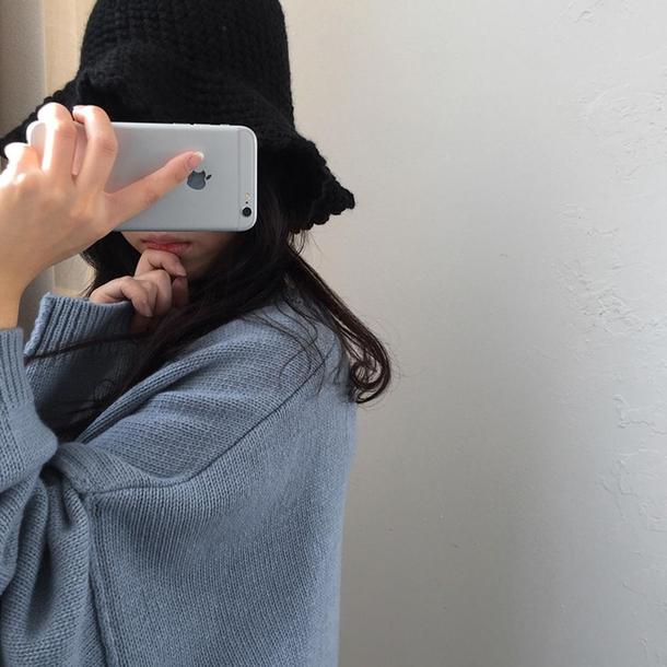 ラウンドネックハイゲージニット 6469-blue_即納6469-画像6-韓国ファッション通販POPREA［ポップリア］