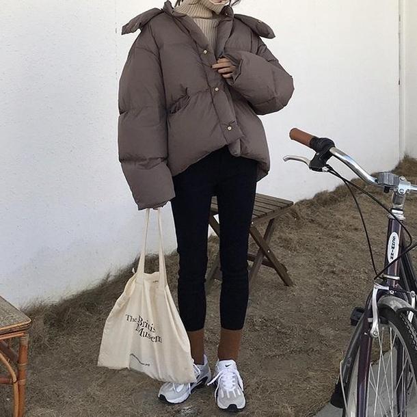 カフェカラーエコダウンジャケット 6410-brown_即納6410-画像10-韓国ファッション通販POPREA［ポップリア］