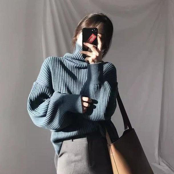 タートルネックリブニット 6412-blue_即納6412-画像6-韓国ファッション通販POPREA［ポップリア］