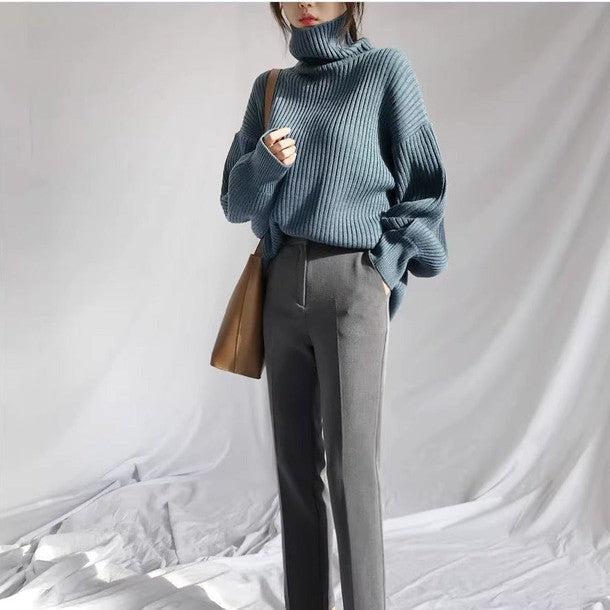 タートルネックリブニット 6412-blue_即納6412-画像7-韓国ファッション通販POPREA［ポップリア］