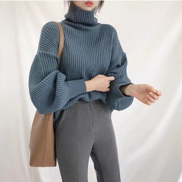 タートルネックリブニット 6412-blue_即納6412-画像8-韓国ファッション通販POPREA［ポップリア］