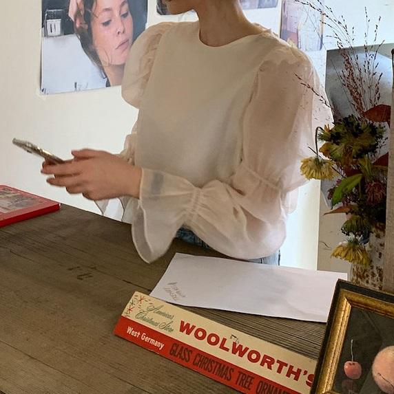 バックリボンスイートブラウス ﻿ 6530-apricot_即納6530-画像5-韓国ファッション通販POPREA［ポップリア］