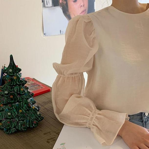 バックリボンスイートブラウス ﻿ 6530-apricot_即納6530-画像9-韓国ファッション通販POPREA［ポップリア］