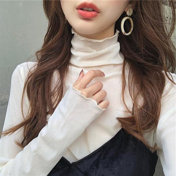 シアーインナーシャツ﻿ 6529-white_即納6529-画像3-韓国ファッション通販POPREA［ポップリア］