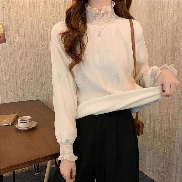 裏パイルハーフハイカラークリンクルシャツ﻿﻿ 6578-ivory_即納6578-画像7-韓国ファッション通販POPREA［ポップリア］