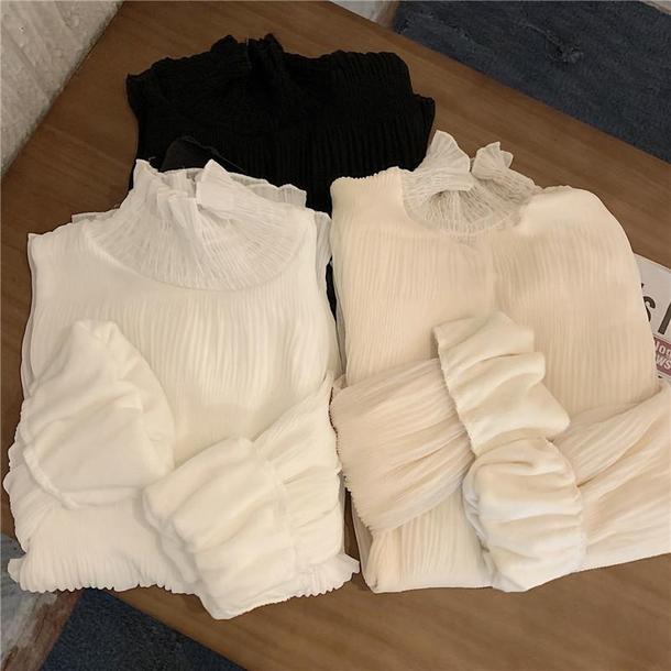 裏パイルハーフハイカラークリンクルシャツ﻿﻿ 6578-ivory_即納6578-画像8-韓国ファッション通販POPREA［ポップリア］