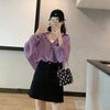 カラーシフォンルーズシャツ 6554-purple_即納6554-画像4-韓国ファッション通販POPREA［ポップリア］