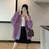 カラーシフォンルーズシャツ 6554-purple_即納6554-画像5-韓国ファッション通販POPREA［ポップリア］