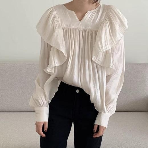 ボリュームフリルパフスリーブトップス 6601-white_即納6601-画像10-韓国ファッション通販POPREA［ポップリア］