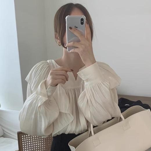 ボリュームフリルパフスリーブトップス 6601-white_即納6601-画像14-韓国ファッション通販POPREA［ポップリア］