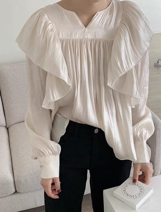 ボリュームフリルパフスリーブトップス 6601-white_即納6601-画像16-韓国ファッション通販POPREA［ポップリア］