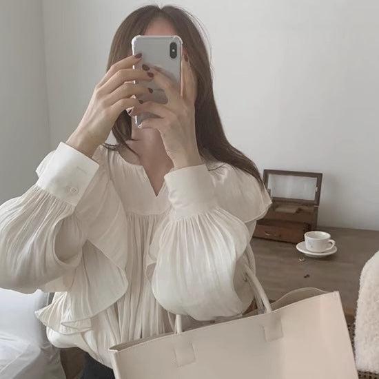 ボリュームフリルパフスリーブトップス 6601-white_即納6601-画像18-韓国ファッション通販POPREA［ポップリア］