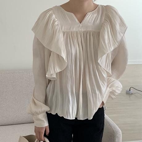 ボリュームフリルパフスリーブトップス 6601-white_即納6601-画像8-韓国ファッション通販POPREA［ポップリア］