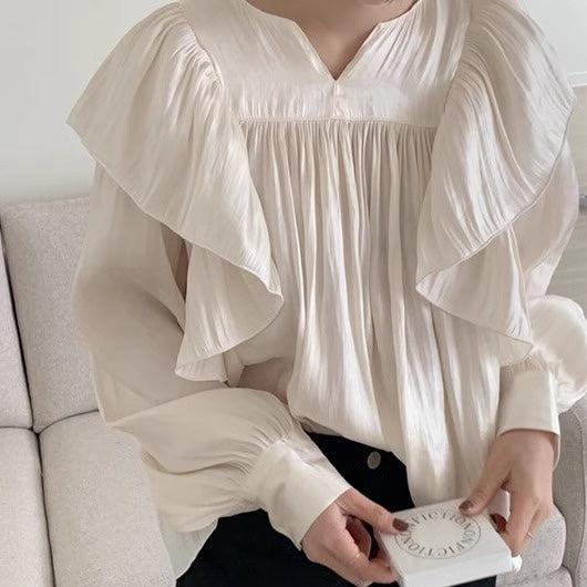 ボリュームフリルパフスリーブトップス 6601-white_即納6601-画像9-韓国ファッション通販POPREA［ポップリア］