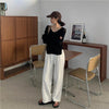ラフハイウエストストレートパンツ 6720-white_即納6720-画像3-韓国ファッション通販POPREA［ポップリア］