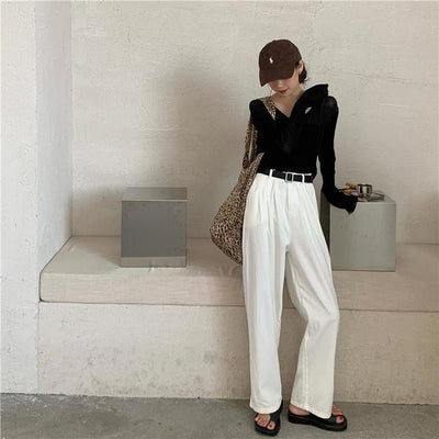 ラフハイウエストストレートパンツ 6720-white_即納6720-画像5-韓国ファッション通販POPREA［ポップリア］
