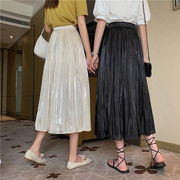 ミドル丈Aラインスカート 6585-black_即納6585-画像9-韓国ファッション通販POPREA［ポップリア］