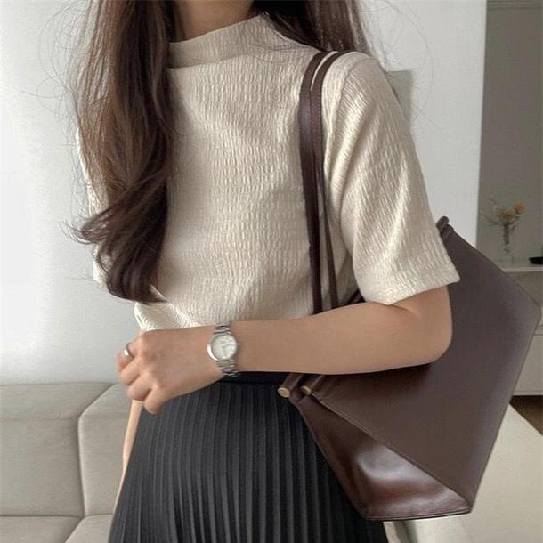 アイボリーハイネックトップス﻿﻿ 6576-ivory_即納6576-画像2-韓国ファッション通販POPREA［ポップリア］