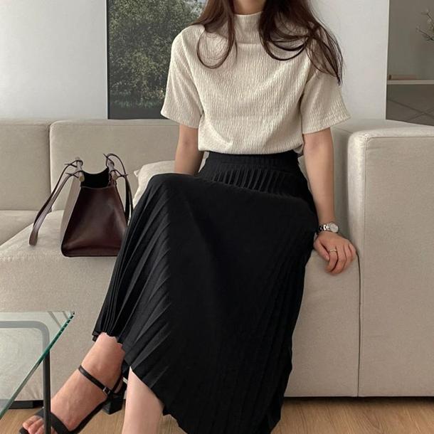 アイボリーハイネックトップス﻿﻿ 6576-ivory_即納6576-画像3-韓国ファッション通販POPREA［ポップリア］