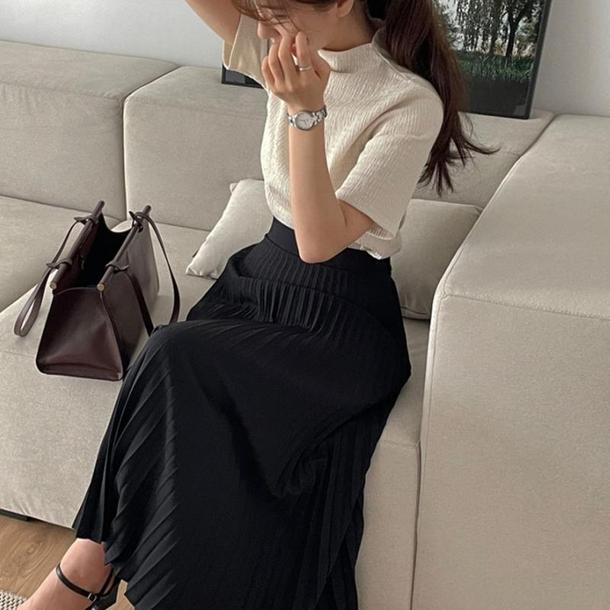 アイボリーハイネックトップス﻿﻿ 6576-ivory_即納6576-画像5-韓国ファッション通販POPREA［ポップリア］