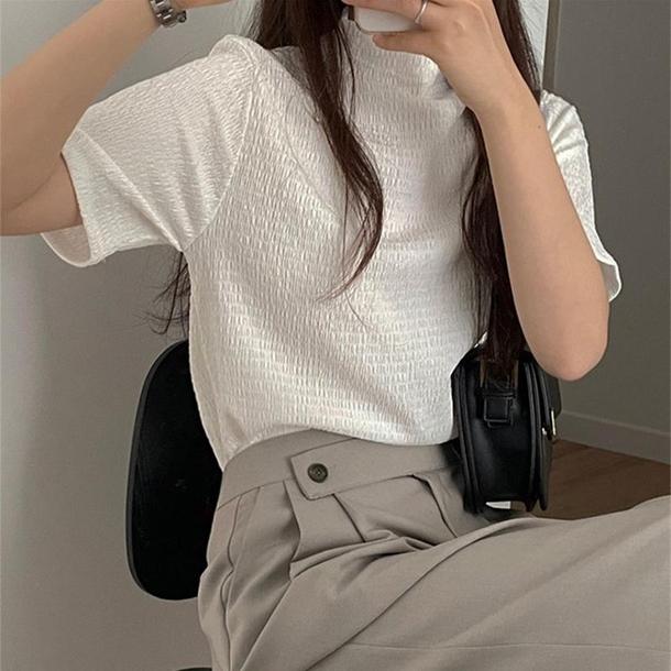アイボリーハイネックトップス﻿﻿ 6576-ivory_即納6576-画像6-韓国ファッション通販POPREA［ポップリア］