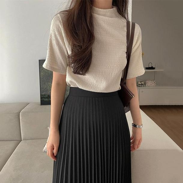 アイボリーハイネックトップス﻿﻿ 6576-ivory_即納6576-画像8-韓国ファッション通販POPREA［ポップリア］