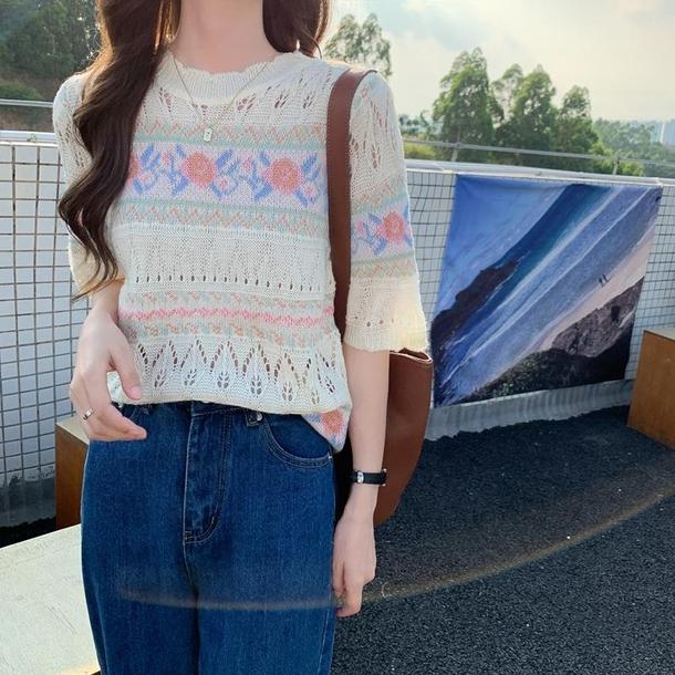 レトロジャカードニット 6713-yellow_即納6713-画像11-韓国ファッション通販POPREA［ポップリア］