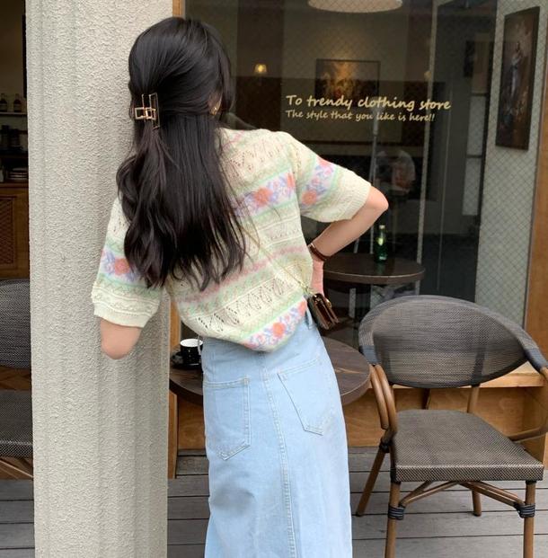 レトロジャカードニット 6713-yellow_即納6713-画像13-韓国ファッション通販POPREA［ポップリア］