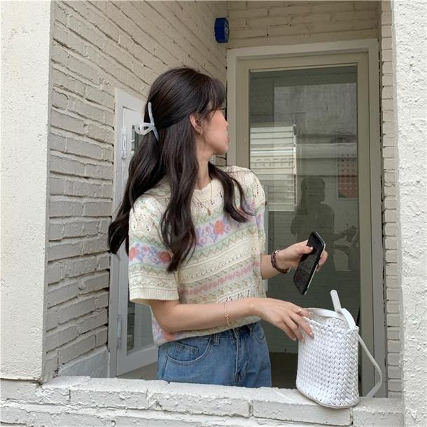 レトロジャカードニット 6713-yellow_即納6713-画像5-韓国ファッション通販POPREA［ポップリア］