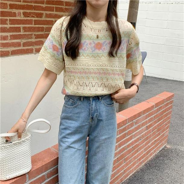 レトロジャカードニット 6713-yellow_即納6713-画像9-韓国ファッション通販POPREA［ポップリア］