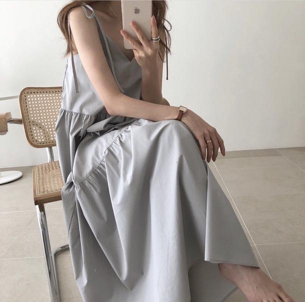 キャミソールティアードワンピース 6822-gray_即納68221-画像3-韓国ファッション通販POPREA［ポップリア］