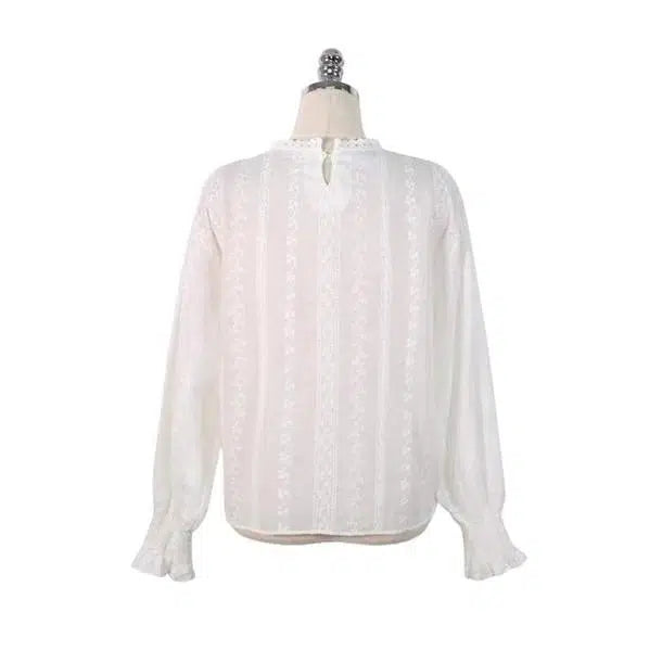 フレアカフスフラワーブラウス 6744-white_即納6744-画像18-韓国ファッション通販POPREA［ポップリア］