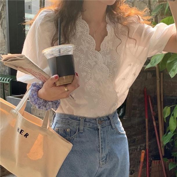 スカラップネックレースブラウス 6666-ivory_即納6666-画像17-韓国ファッション通販POPREA［ポップリア］