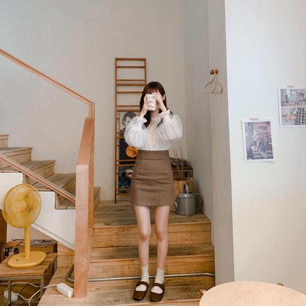 ランタンスリーブレースブラウス 6751-ivory_即納6751-画像20-韓国ファッション通販POPREA［ポップリア］