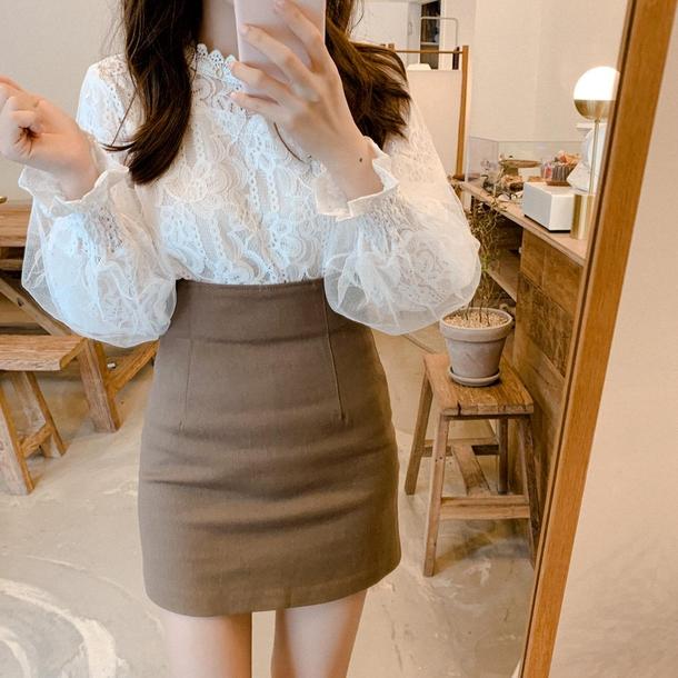 ランタンスリーブレースブラウス 6751-ivory_即納6751-画像21-韓国ファッション通販POPREA［ポップリア］