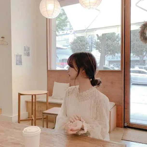 ランタンスリーブレースブラウス 6751-ivory_即納6751-画像9-韓国ファッション通販POPREA［ポップリア］