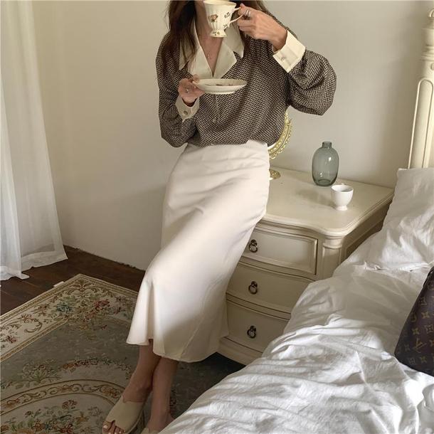 ノスタルジックオープンカラーブラウス 6290-dark-brown_即納6290-画像9-韓国ファッション通販POPREA［ポップリア］