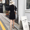 Vネックチューリップワンピース 6696-black_即納6696-画像3-韓国ファッション通販POPREA［ポップリア］