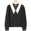 角襟ドットシフォンブラウス 6719-black_即納6719-画像11-韓国ファッション通販POPREA［ポップリア］