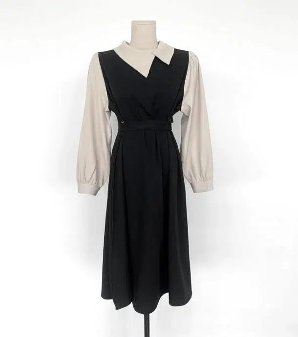 ドッキングバックリボンワンピース 6607-black_即納6607-画像13-韓国ファッション通販POPREA［ポップリア］